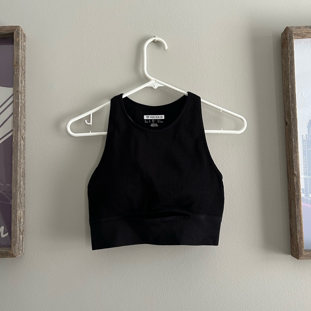 Black Ribbed Forever 21 Sports Bra